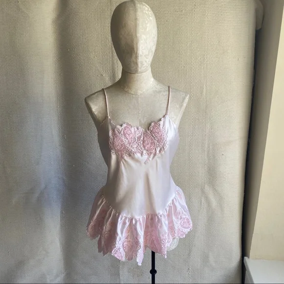 Vintage Victoria’s Secret 70s 80s Pink Teddy Top Lingerie Bodysuit Onesie Romper - Picture 8 of 8